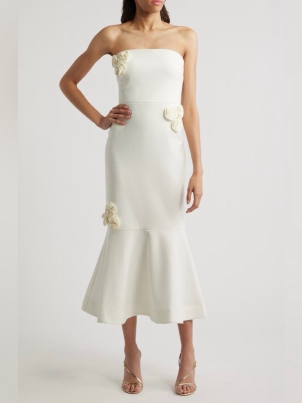 Likely Ilene Strapless Mermaid Midi Dress White